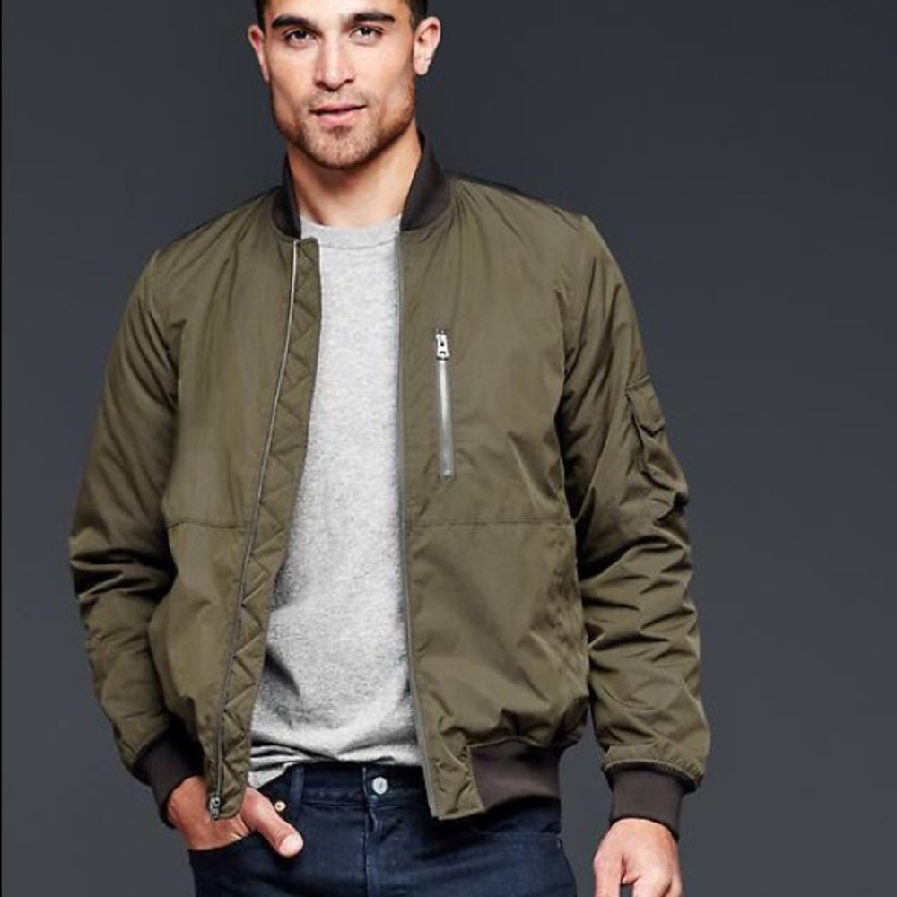GAP Contrast panel Army green bomber jacket sz L